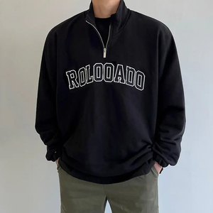 2024 sweat à capuche en éponge française personnalisé zip ups 1/4 pull quart zip chemise 400 Gsm 100% coton zipup sweat à capuche demi-zip sweat - Product Image 4