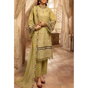 ชุดสาหรี่กะมีซผ้าลอนคุณภาพพรีเมียมจากปากีสถาน งานปักหนักสไตล์อินเดีย-ปากีสถาน สำหรับสุภาพสตรี แฟชั่นใหม่ปี 2023 ขายส่ง ODM - Product Image 6