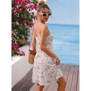 2026 <b>Sexy</b> Leopard Floral Print Slip <b>Dress</b> <b>Women</b> V-Neck Spaghetti Strap A-Line Summer Beach Sundress Wholesale OEM - Product Image 6