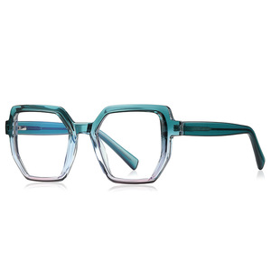 Montures <span class=keywords><strong>de</strong></span> <span class=keywords><strong>lunettes</strong></span> <span class=keywords><strong>de</strong></span> prescription hexagonales pour femmes <span class=keywords><strong>Lunettes</strong></span> à rayons bleus larges Anti-lumière bleue Bicolore Solide Original Bleu Rouge - Product Image 5
