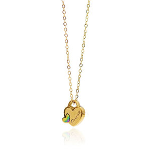 Collar de Joyería con Colgante de Corazón en Acero Inoxidable 316L, Resistente al Agua y al Deslustre, Chapado en Oro de 18k para Mujer - Product Image 6