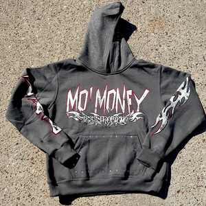 เสื้อฮู้ดดี้ทรงบ็อกซี่สำหรับฤดูหนาว ผ้าฟลีซเนื้อหนัก 100% ผ้าฝ้ายคุณภาพสูง ซักแบบสโตนวอช ตกแต่งด้วยคริสตัล  รับผลิตตามสั่งขายส่ง บริการ OEM - Product Image 4