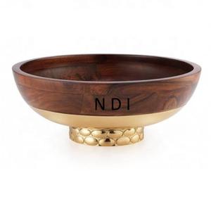 Contenedor de comida duradero redondeado decorativo, cuenco de madera de acacia, cuenco para servir de almacenamiento de ensalada de frutas de madera más grande - Product Image 1