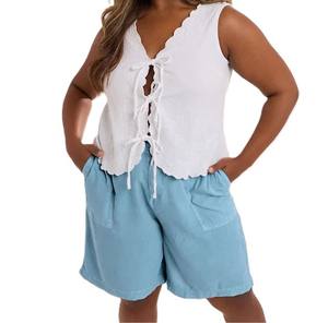 Pantalones cortos de mujer recién llegados, precio de venta completo, pantalones cortos de mujer de cintura media, ropa informal, pantalones cortos de lujo silenciosos de Color claro - Product Image 1