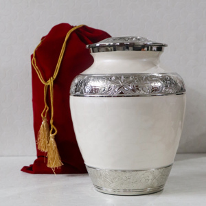 Urna de cremación esmaltada de aluminio de estilo religioso de alta calidad, grabado Premium para cenizas humanas, suministros funerarios - Product Image 2