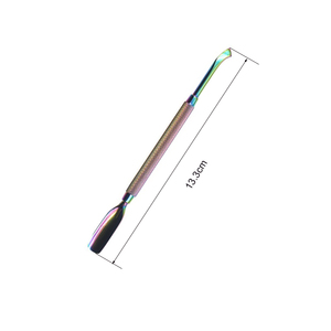 Outil professionnel d'art des ongles en acier inoxydable Double face poussoir de cuticules coloré Durable arc-en-ciel jetable Double nettoyage des ongles - Product Image 2