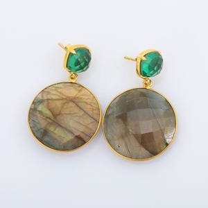 Boucles d'oreilles en argent sterling 925 avec pierres précieuses en labradorite naturelle etsy top Boucles d'oreilles plaquées or 18 carats - Product Image 2