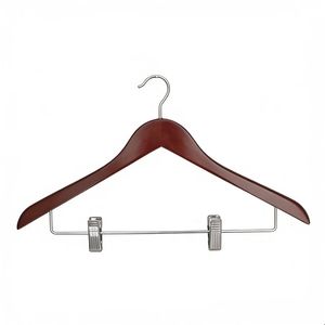 Perchas <span class=keywords><strong>de</strong></span> Madera <span class=keywords><strong>de</strong></span> Arce <span class=keywords><strong>de</strong></span> Primera Calidad, sin Costuras, con Clips Metálicos Cromados para Exhibición <span class=keywords><strong>de</strong></span> Ropa en Tiendas - Product Image 1