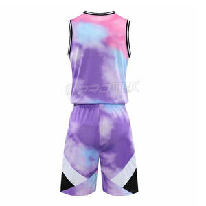 Uniforme de basket-ball imprimé tie-dye respirant de haute qualité hommes et femmes ensembles de mode de vêtements de sport grande taille - Product Image 2