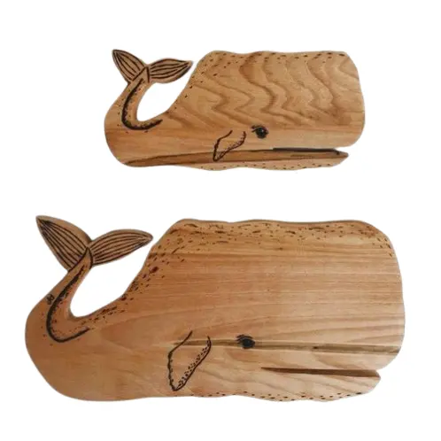 Best Quality Serving Board Set of Two Fish Shape Brown Color Mango Wooden Chopping Board Fruits And Vegetables Cutting Board