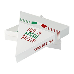 Boîtes à tranches de pizza Eco Pie 9.3x10.3x1.8 pouces Conteneurs à clapet en papier blanc anti-graisse Verrouillage par languette Tranche de pizza jetable - Product Image 6