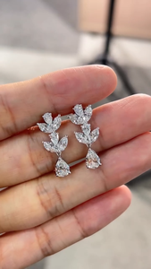 10.00CT Floral <b>Diamond</b> Drop <b>Earrings</b>, Marquise & Pear Shape Lab Grown <b>Diamond</b> <b>Earrings</b>, Botanical <b>Dangle</b> <b>Earrings</b>, Gift for Her - Product Image 3