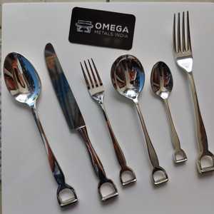 Juego de 6 cubiertos de acero inoxidable personalizados, cubiertos de plata de calidad para restaurantes con cuchara de cena y tenedores, acabado de latón - Product Image 4