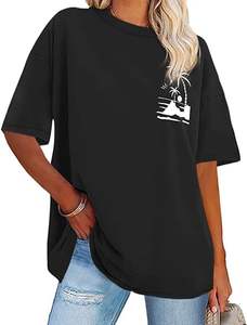 Camiseta de Lona de Algodón Extra Grande para Mujer, Logotipo Personalizado, Camiseta Moderna de Corte Regular, Ecológica, Transpirable y de Secado Rápido para Boutique - Product Image 2