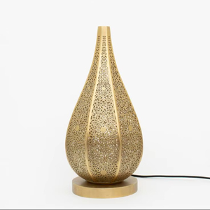 Decorative <b>gold</b> tone hammered metal <b>lantern</b> suitable for Ramadan dining tables Eid occasions and spiritual celebrations - Product Image 1