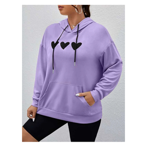 Sweat-shirts à manches longues en molleton 100% coton pour femmes, imprimé cœur, avec poche, automne-hiver, décontracté, pour l'extérieur, vente en gros OEM - Product Image 3