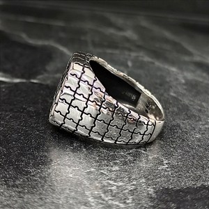 Bague puzzle pour homme en argent sterling 925, argent brillant 10k, design mixte en forme de pièces de puzzle, cadeau - Product Image 4