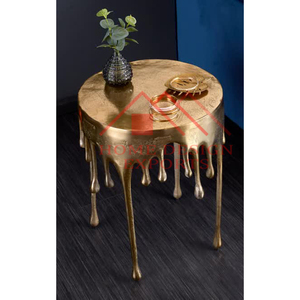 Meubles de table d'appoint de luxe en métal moulé d'aluminium meubles de décoration de maison d'hôtel de restaurant plaqués or - Product Image 3