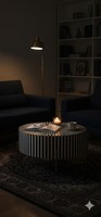 Elegante Mesa de Centro Moderna Ecológica de Pino y MDF con Incrustaciones de Hueso, Hecha a Mano, Ligera, Impermeable, para Sala de Estar o Baby Shower