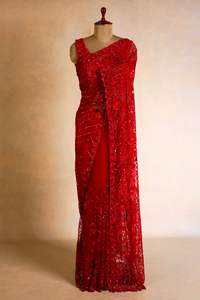 Designer Saree On Soft <b>Net</b> <b>Fabric</b> With Thread & Sequence Work & Fancy Lace - Product Image 6