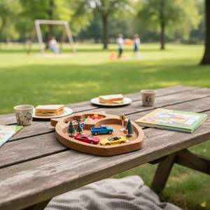 Bandeja de Servir de Madera con Forma de Búho, Madera Natural Pulida y Tratada, Plato Decorativo con Secciones para Aperitivos, Fácil de Limpiar, en Venta - Product Image 6