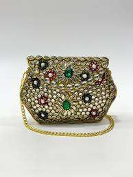 Pochette mosaïque pour femme, élégante pour les soirées et les cocktails, pochette mosaïque indienne faite à la main multicolore - Product Image 3