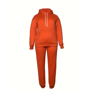 Ensemble de survêtement sport haut de gamme, coupe ajustée, sweat-shirts et pantalons de jogging, sweat-shirt à capuche en coton pour femmes - Product Image 1