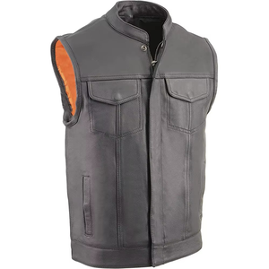 Chaleco de motociclista de invierno para hombre nuevo cuero de vaca genuino cómodo personalizable de talla grande diseño transpirable-venta al por mayor - Product Image 6