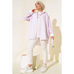 เสื้อซาตินลำลองประดับด้วยเลื่อมสีชมพูไซส์ XL ทรงหลวมแฟชั่นลายทางแนวตั้งสำหรับสำนักงานออกแบบได้ตามต้องการฤดูใบไม้ร่วงฤดูใบไม้ผลิ - Product Image 4