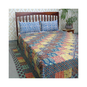 Nuevo edredón Kantha estampado de bloques de mano de algodón orgánico de fabricante indio, tamaño Queen Patchwork, precio al por mayor - Product Image 5
