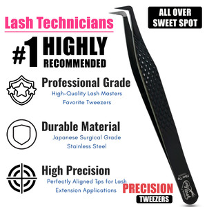 New Stainless Steel Fiber Tip Lash Tweezers <b>Eyelash</b> Extension Tweezers Pointed Tip False Lash <b>Applicator</b> Tool with Non-Slip Grip - Product Image 3