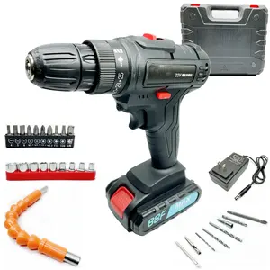 Cordless Drill Bateria De Lítio Handheld Máquina De Perfuração 10MM Chuck Chave De Fenda Elétrica 21V Enviar Acessórios Caixa De Plástico DIY