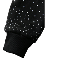 Sweat à capuche zippé de luxe en molleton coton/polyester, délavé à l'acide, avec impression numérique hiver, strass et logo personnalisé brodé, 2 pièces