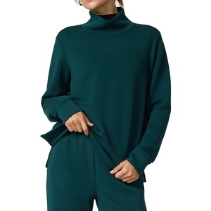 High Quality Women Mock Neck Pullover Sweatshirt Cotton Fleece <b>Top</b> - Product Image 1