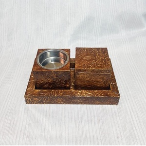 Direct Factory Selling Bakhoor <b>burner</b> Latest Design Middle Eastern <b>Wooden</b> with Metal Inlay Incense <b>burner</b> bakhoor Set Oud holder - Product Image 2