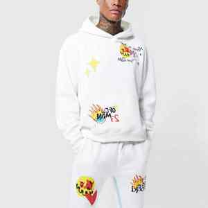 2025 fabricant de gros imprimé personnalisé hommes survêtement empilé à capuche manches longues avec logo avant prix raisonnable ensemble délavé - Product Image 4