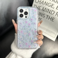 Étui de téléphone imprimé avec des paillettes époxy Bling Bling Flower pour Huawei Honor X6C X5C plus X6C X7D 4G 5G X7C