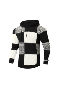 Pull à capuche unisexe en maille polaire unie, doux et légèrement extensible, tissu polyester/coton, manches longues, décontracté, rétro, brodé d'automne - Product Image 5