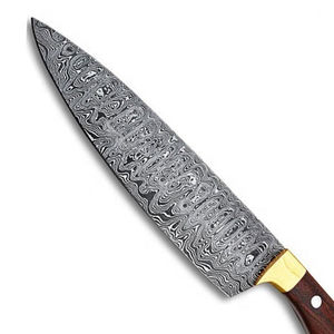 Cuchillo de Chef de Acero Damasco Hecho a Mano Personalizado, Mango de Cuero Fino, Funda, Diseño Moderno, Ecológico, OEM, Cuchillo Bowie de Cocina Personalizado - Product Image 2