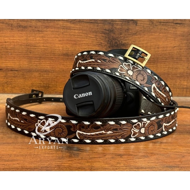 Custom Hand Tooled Leather Universal Camera Shoulder Strap Genuine Leather Durable Quick Release Adjustable Camera Neck Straps