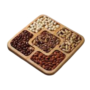 Plateau à collation en bois naturel écologique de qualité de luxe Plateau à plusieurs compartiments Motif floral pour noix de fruits secs Excellent prix - Product Image 4