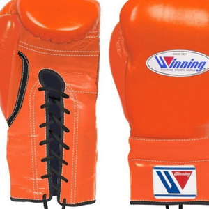 Gants de boxe à lacets Winning, orange et noir, en cuir véritable, gants de boxe professionnels, entraînement de combat, sparring, 8oz, 10oz, 12oz - Product Image 2