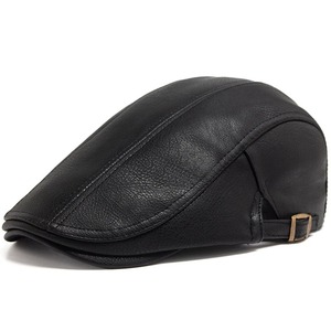 Haute qualité Vintage angleterre gavroche casquettes à la mode hommes unisexe en cuir véritable béret automne hiver visière casquette plate épaissir décontracté - Product Image 2