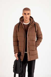 Blouson matelassé long 2025, couleur marron, nouveau style britannique, pour l'intérieur, rembourrage épais, extérieur, hiver, unisexe - Product Image 3