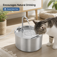 Fontaine à eau pour chat en acier inoxydable de 2,2 L, avec bec verseur en forme de fleur, distributeur d'eau automatique pour animaux de compagnie, pour chats et chiens d'intérieur, OEM ODM