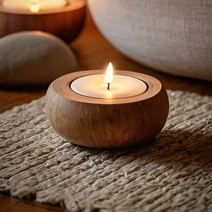 Récipient de pot de bougie en bois Unique classique pour la maison hôtel Restaurant éclairage pot de bougie parfumée pour décor de Table - Product Image 1