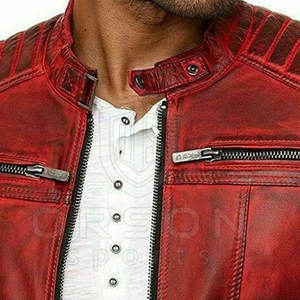 Chaqueta de cuero de piel de vaca de talla grande de alta calidad con cuello levantado para uso en exteriores de invierno estilo Vintage ecológico personalizable para hombres - Product Image 5