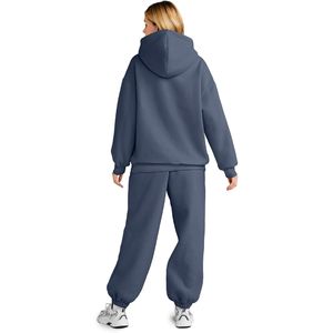 Nouveau design 2025 femmes survêtement uni noir coupe ajustée 100% coton polaire survêtement impression personnalisée pull sport femmes survêtement - Product Image 5