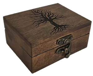 Boîte à bijoux en bois léger poli gravée Arbre de Vie avec doublures en feutre, organisateur de rangement pour bijoux de Noël, décoration pour la maison - Product Image 1