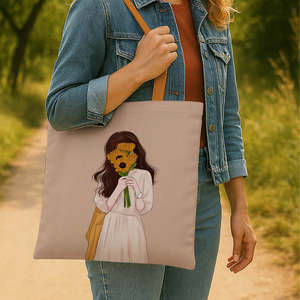 Sac fourre-tout en toile couleur unie Shy Girl avec fermeture éclair et doublure en coton portable pour l'été, l'automne, l'hiver et le printemps - Product Image 2
